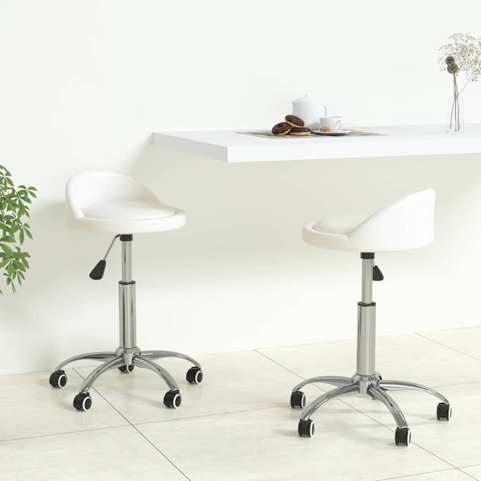 Scaune de bucătărie pivotante, 2 buc., alb, piele artificială WALTI
