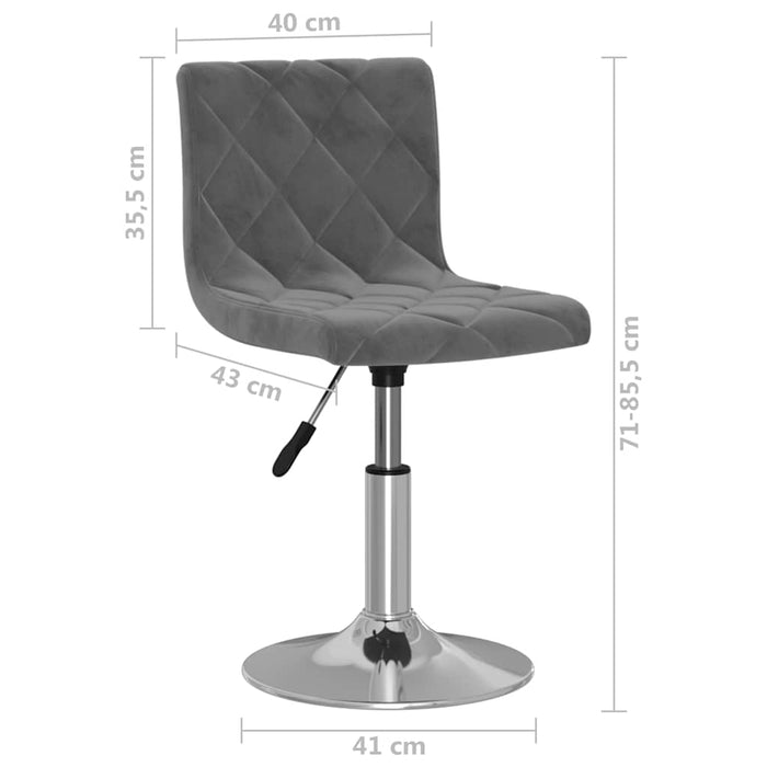 Scaune de bucătărie pivotante, 2 buc, gri închis, catifea WALTI