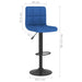 Scaune de bar, 2 buc., albastru, material textil - WALTI WALTI