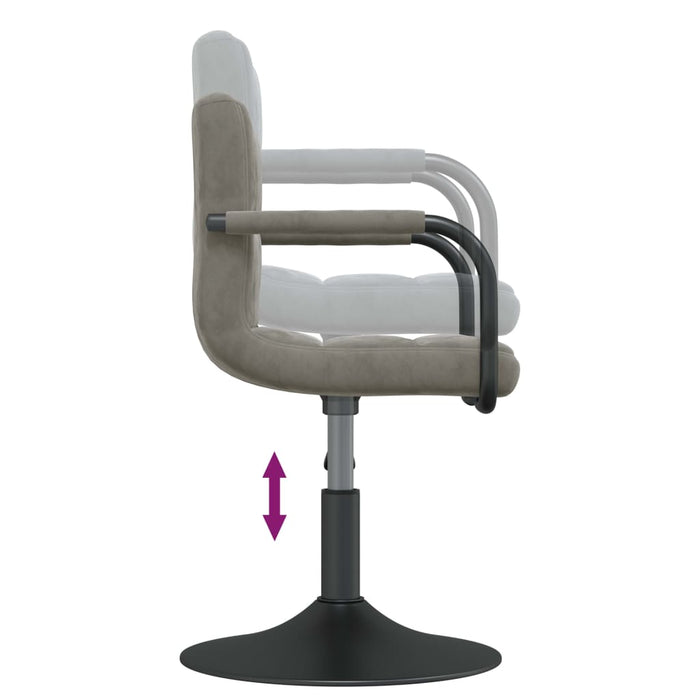 Scaune rotative de bucătărie, 2 buc., gri deschis, catifea WALTI