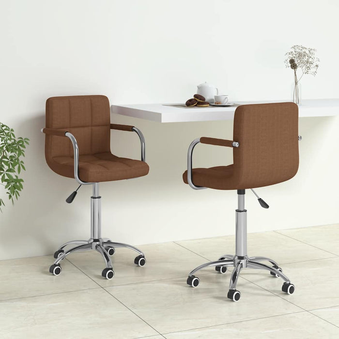 Scaune de bucătărie pivotante, 2 buc., maro, material textil WALTI