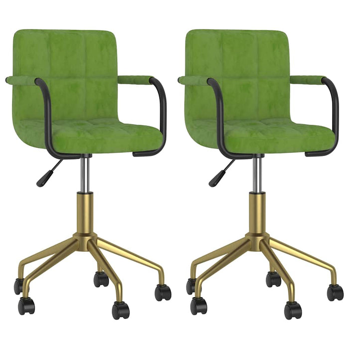 Scaune de bucătărie pivotante, 2 buc., verde deschis, catifea WALTI