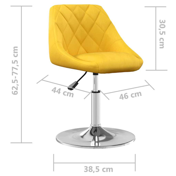Scaune de bucătărie pivotante, 2 buc., galben muștar, catifea WALTI