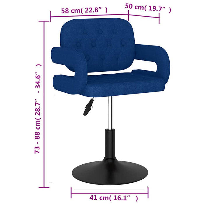 Scaun de masă pivotant, albastru, material textil WALTI