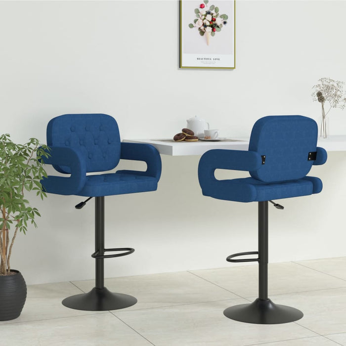 Scaune de bar, 2 buc., albastru, material textil WALTI