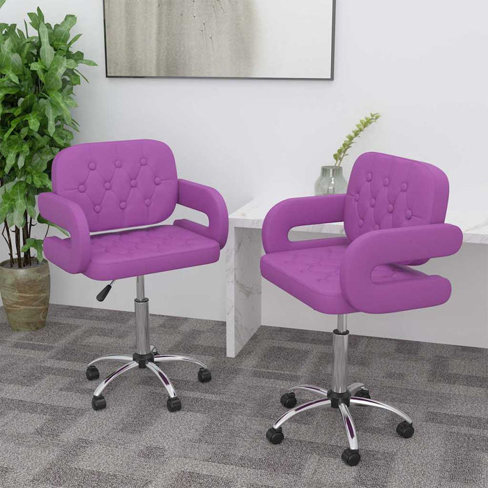 Scaune de bucătărie pivotante, 2 buc, violet, piele ecologică WALTI