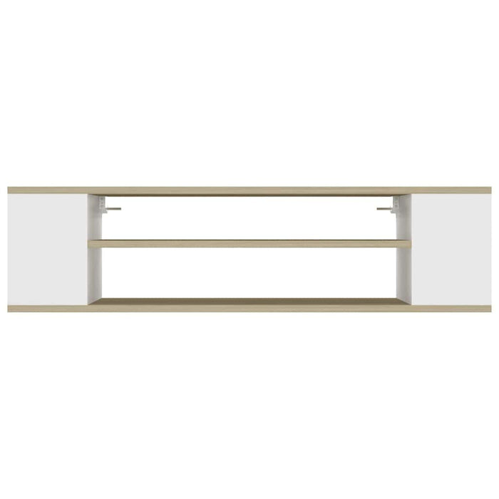 Dulap TV suspendat, alb și stejar Sonoma, 100x30x26,5 cm, PAL WALTI