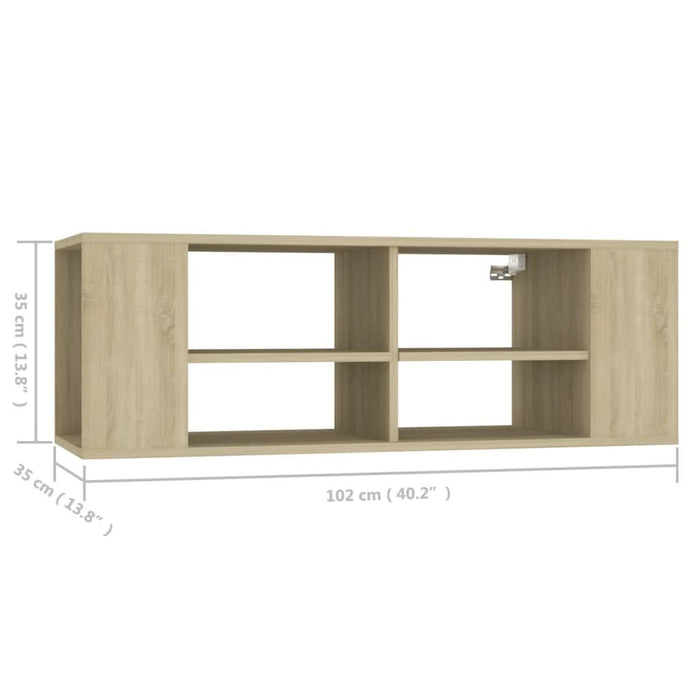 Dulap TV montat pe perete, stejar Sonoma, 102x35x35 cm, PAL - WALTI WALTI