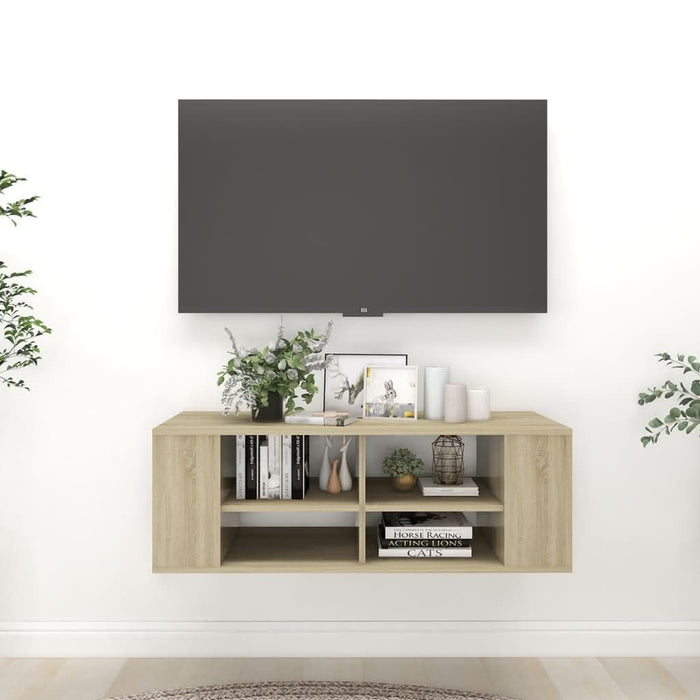 Dulap TV montat pe perete, stejar Sonoma, 102x35x35 cm, PAL - WALTI WALTI
