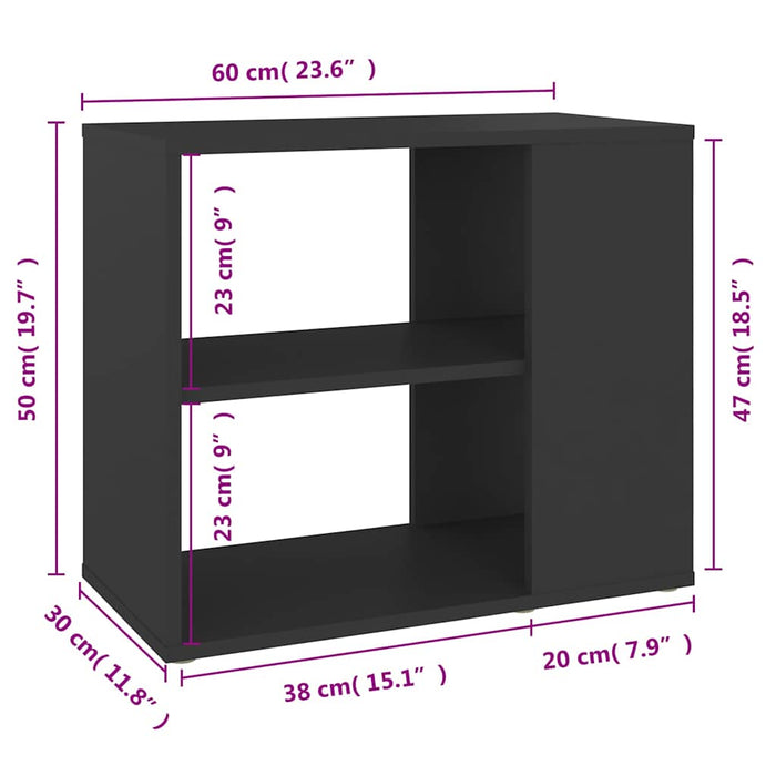 Dulap lateral, gri, 60x30x50 cm, lemn prelucrat WALTI