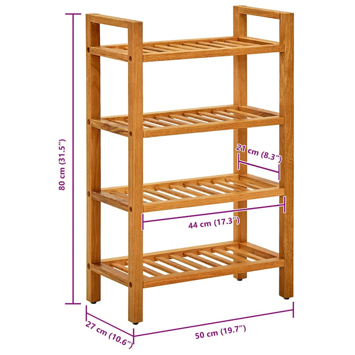 Pantofar cu 4 rafturi, 50x27x80 cm, lemn masiv de stejar - WALTI WALTI