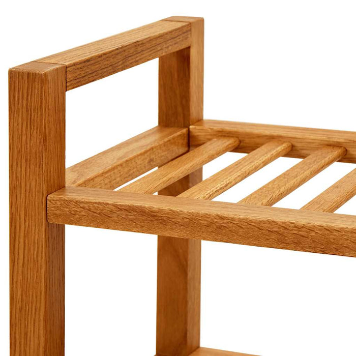 Pantofar cu 2 rafturi, 100x27x40 cm, lemn masiv de stejar - WALTI WALTI