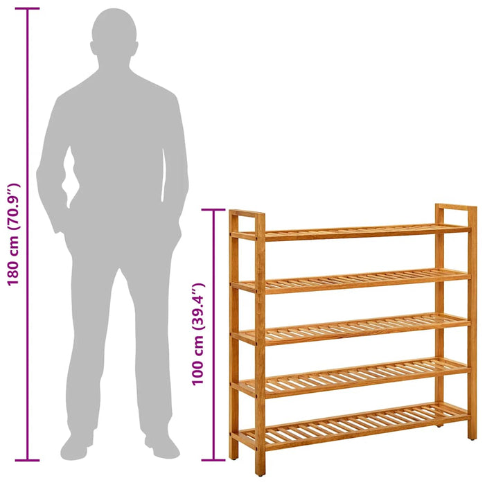 Pantofar cu 5 rafturi, 100x27x100 cm, lemn masiv de stejar - WALTI WALTI