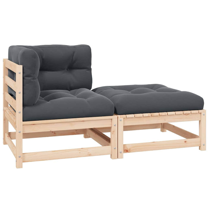 Set mobilier de grădină cu perne, 2 piese, lemn masiv de pin - WALTI WALTI