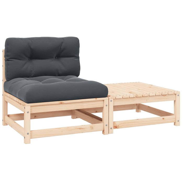 Set mobilier de grădină cu perne, 2 piese, lemn masiv de pin - WALTI WALTI