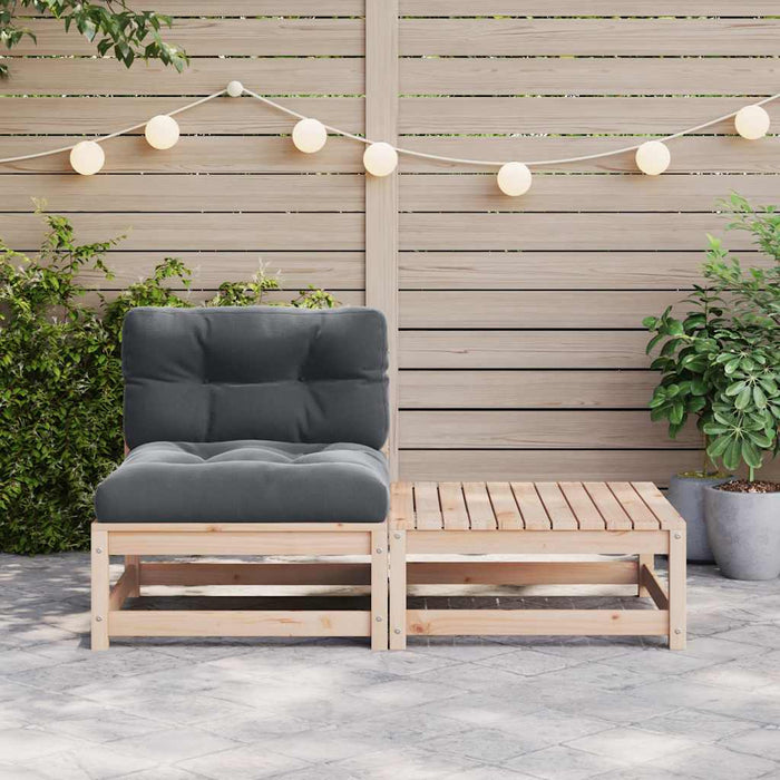 Set mobilier de grădină cu perne, 2 piese, lemn masiv de pin - WALTI WALTI
