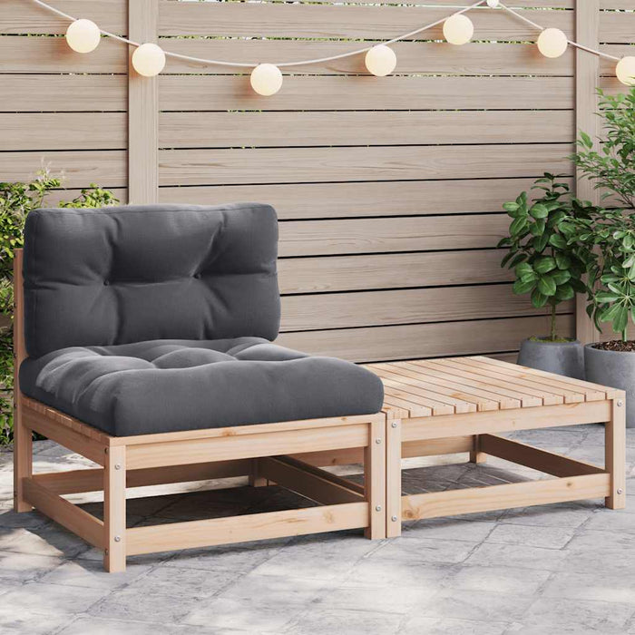 Set mobilier de grădină cu perne, 2 piese, lemn masiv de pin - WALTI WALTI