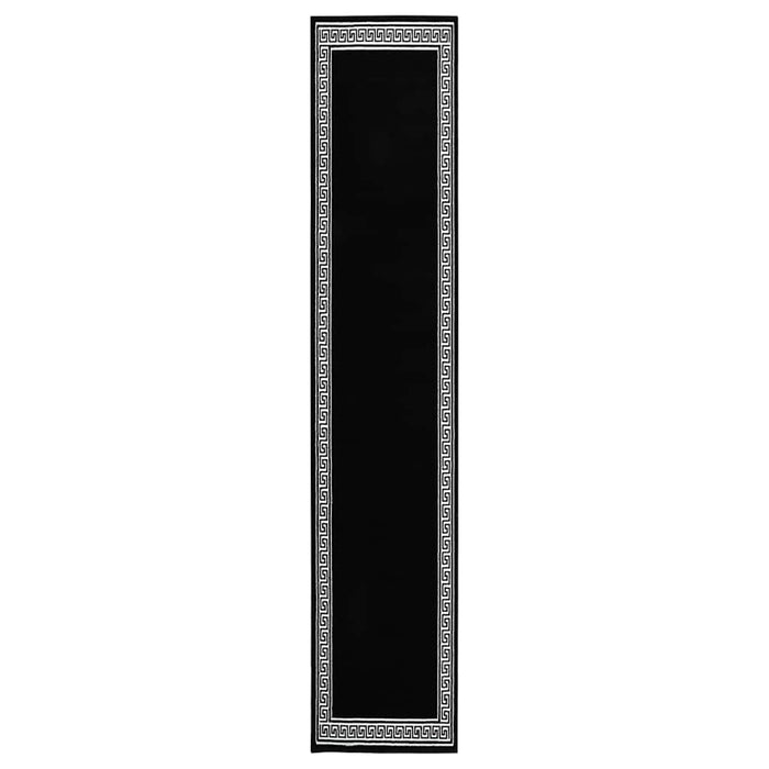 Covor traversă, negru cu motiv, 80x500 cm, BCF WALTI