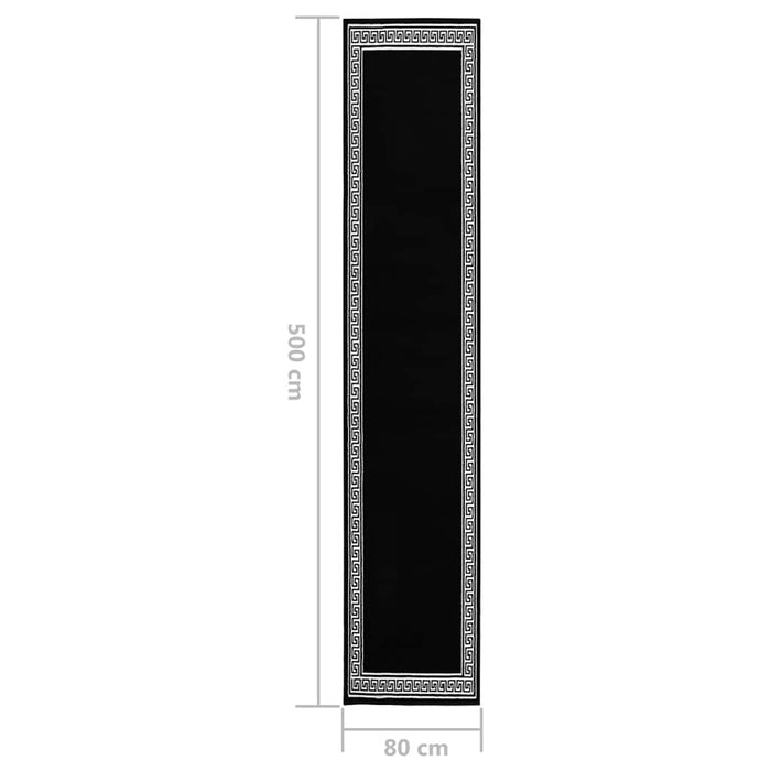 Covor traversă, negru cu motiv, 80x500 cm, BCF WALTI