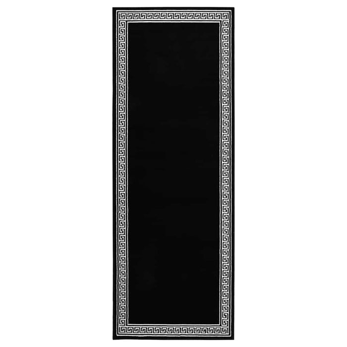 Covor traversă, negru cu motiv, 100x250 cm, BCF WALTI