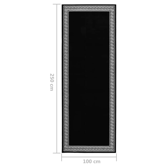 Covor traversă, negru cu motiv, 100x250 cm, BCF WALTI