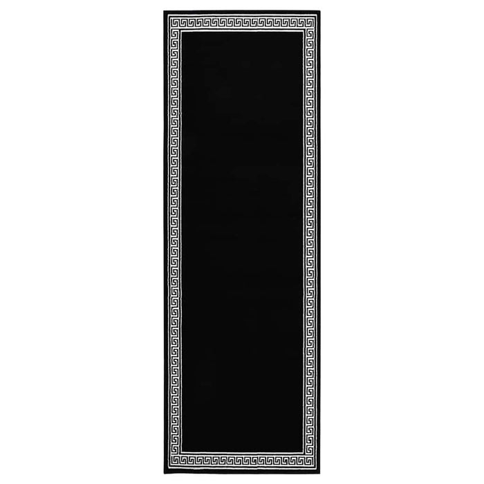 Covor traversă, negru cu motiv, 100x350 cm, BCF WALTI