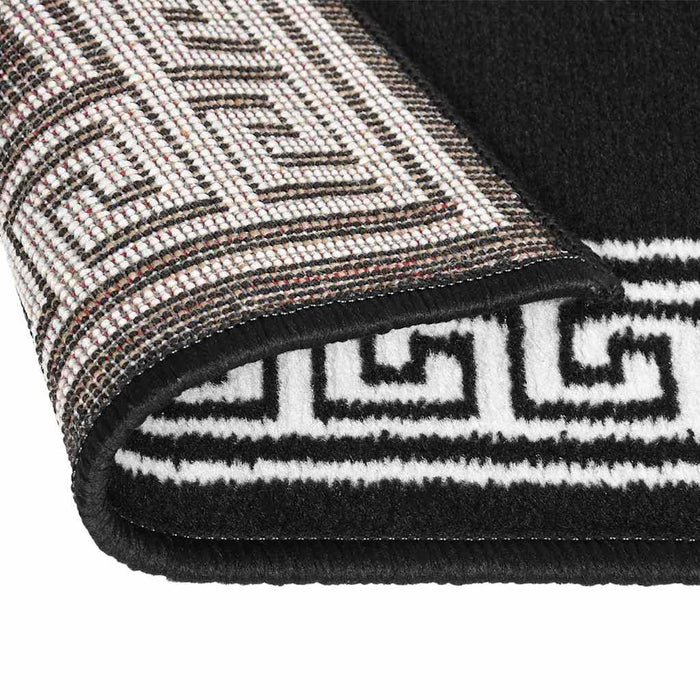 Covor traversă, negru cu motiv, 100x350 cm, BCF WALTI