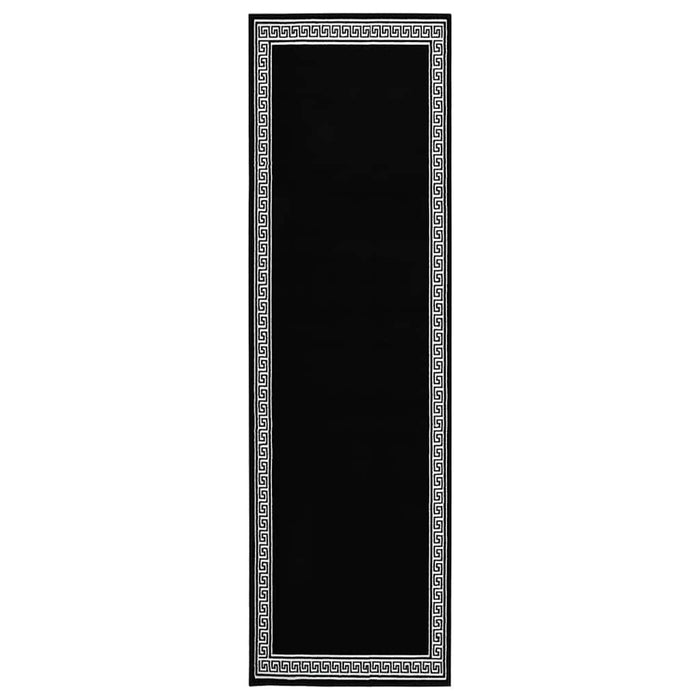 Covor traversă, negru cu motiv, 100x400 cm, BCF WALTI