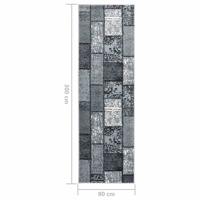 Covor traversă, gri cu dreptunghiuri, 80x300 cm, BCF WALTI