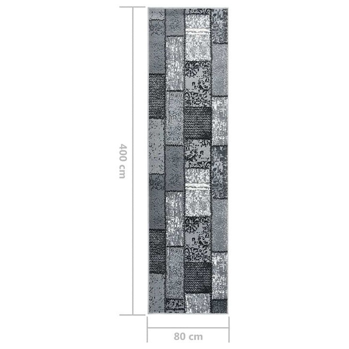 Covor traversă, gri cu dreptunghiuri, 80x400 cm, BCF WALTI