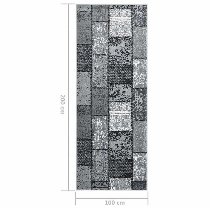 Covor traversă, gri cu dreptunghiuri, 100x200 cm, BCF WALTI