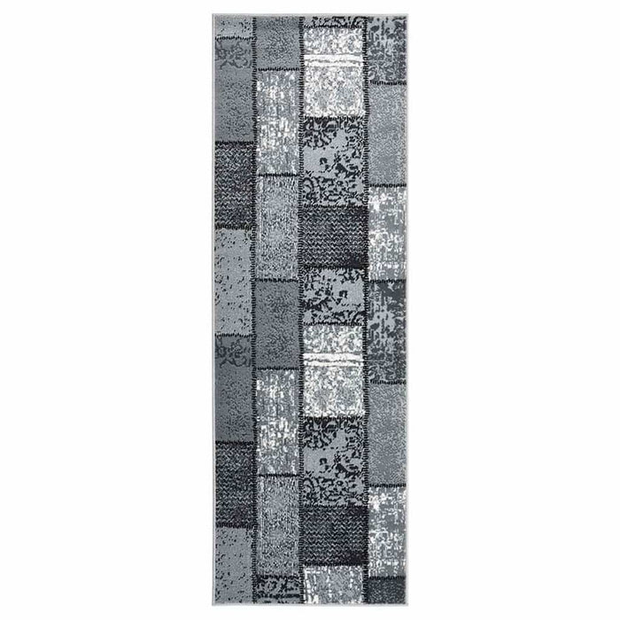 Covor traversă, gri cu dreptunghiuri, 100x350 cm, BCF WALTI