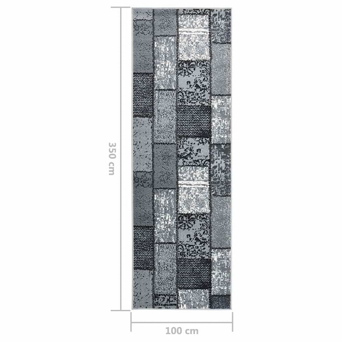 Covor traversă, gri cu dreptunghiuri, 100x350 cm, BCF WALTI