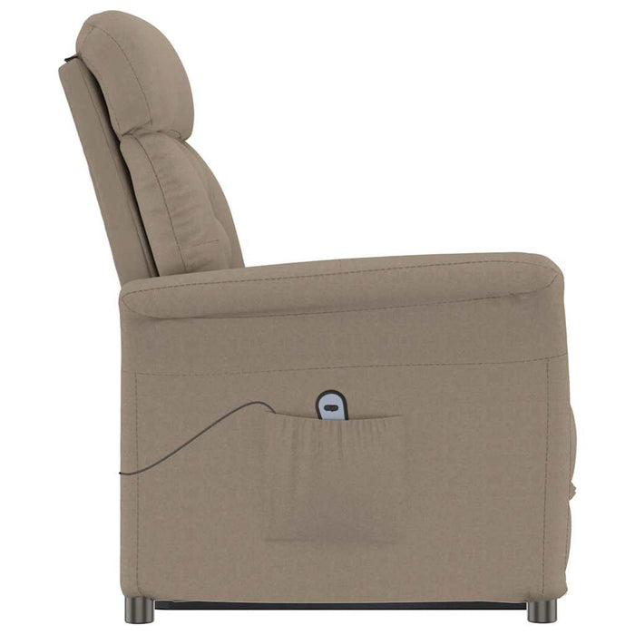 Fotoliu rabatabil electric, gri taupe, piele întoarsă ecologică WALTI