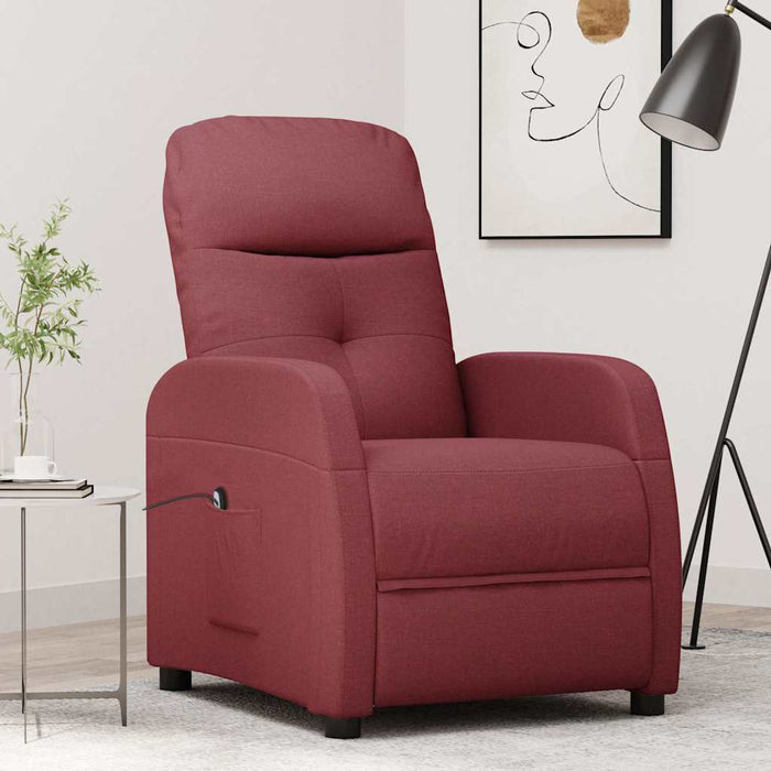 Fotoliu rabatabil electric, roșu vin, material textil WALTI