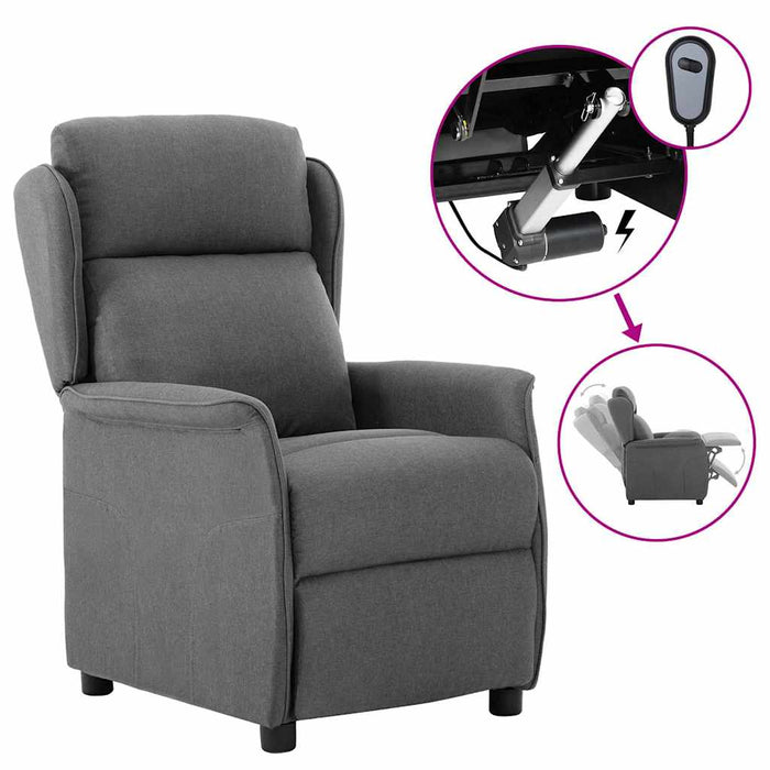 Fotoliu rabatabil electric, gri deschis, textil WALTI