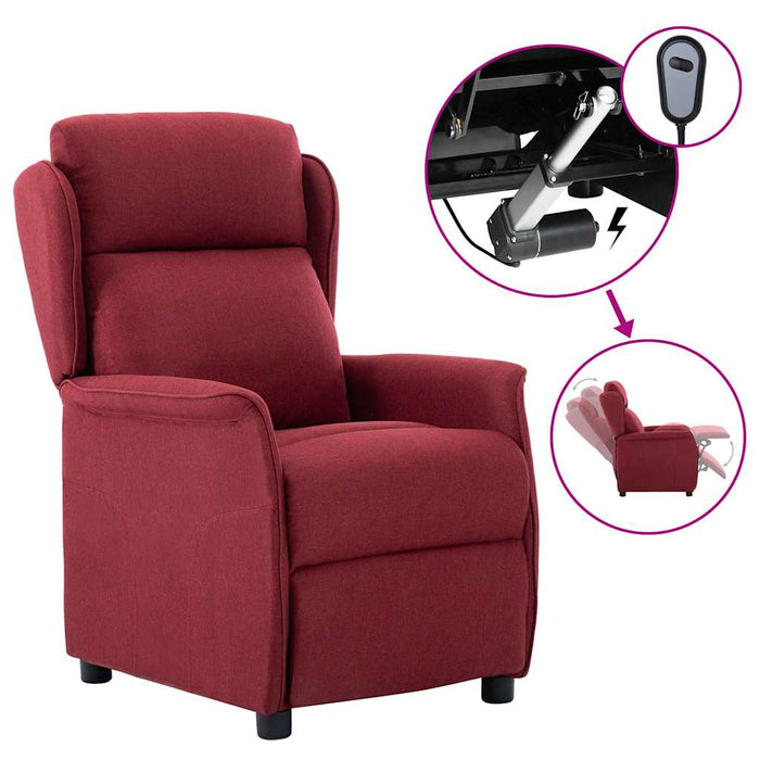 Fotoliu rabatabil electric, roșu vin, material textil WALTI