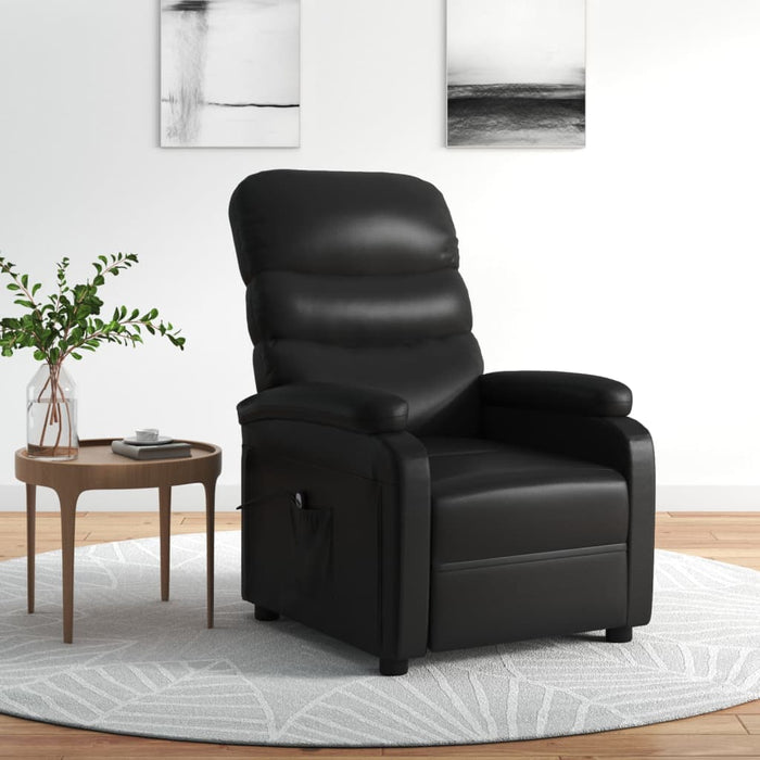 Fotoliu rabatabil electric, negru, piele ecologică WALTI