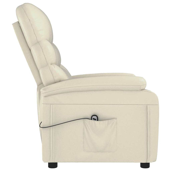 Fotoliu rabatabil electric, crem, piele ecologică WALTI
