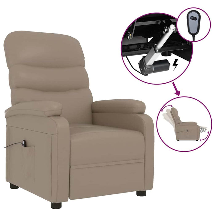 Fotoliu rabatabil electric, cappuccino, piele ecologică WALTI