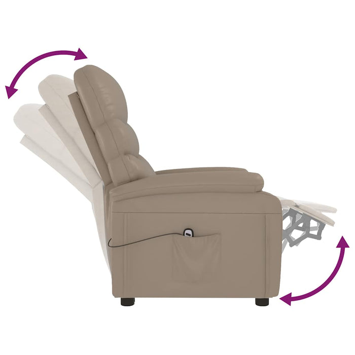 Fotoliu rabatabil electric, cappuccino, piele ecologică WALTI