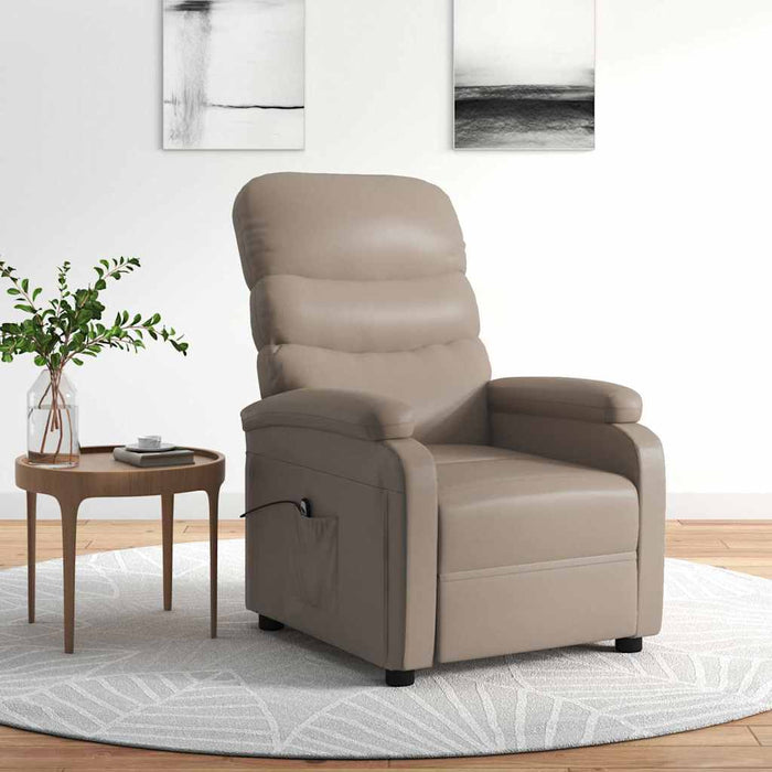 Fotoliu rabatabil electric, cappuccino, piele ecologică WALTI