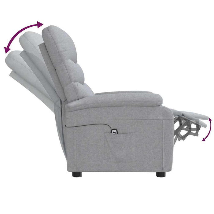 Fotoliu rabatabil electric, gri deschis, textil WALTI