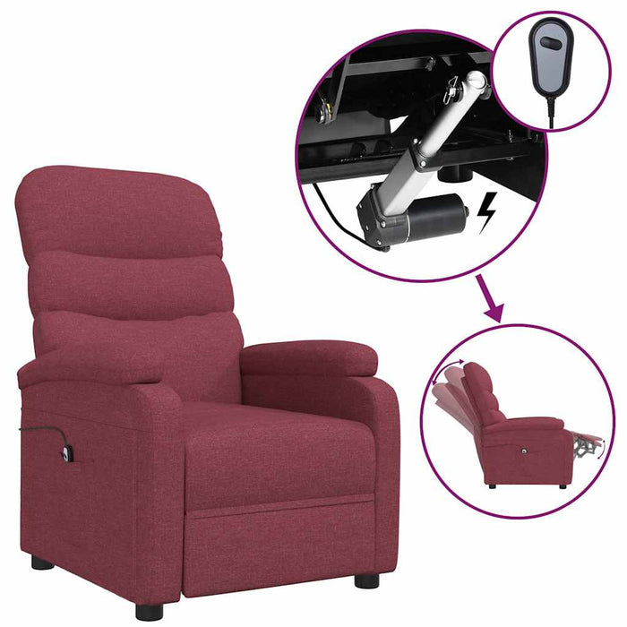 Fotoliu rabatabil electric, roșu vin, material textil WALTI