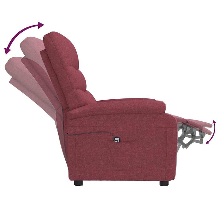 Fotoliu rabatabil electric, roșu vin, material textil WALTI