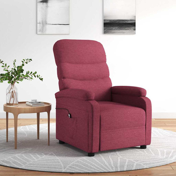 Fotoliu rabatabil electric, roșu vin, material textil WALTI