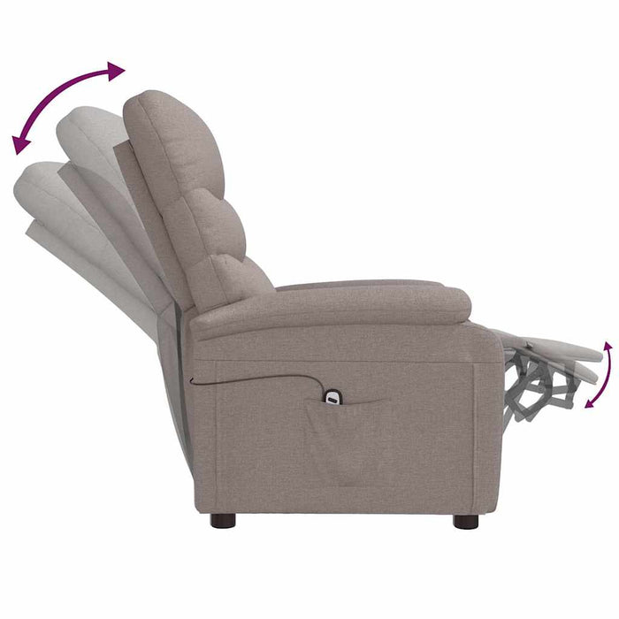 Fotoliu rabatabil electric, gri taupe, material textil WALTI