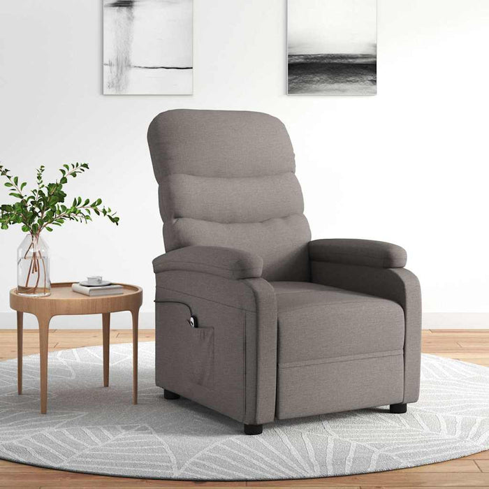 Fotoliu rabatabil electric, gri taupe, material textil WALTI