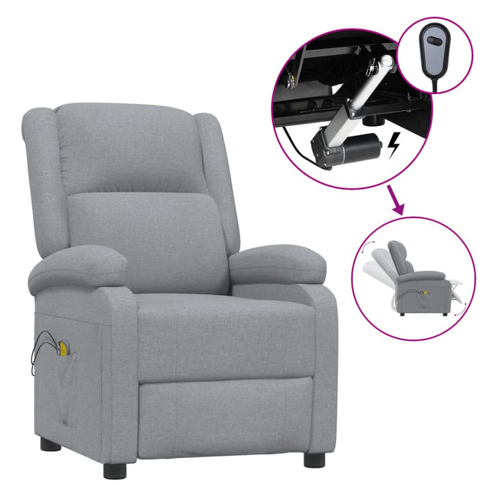 Fotoliu de masaj electric rabatabil, gri deschis, textil WALTI