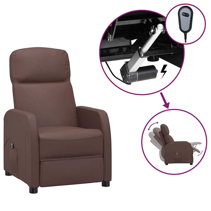 Fotoliu rabatabil electric, maro, piele ecologică WALTI